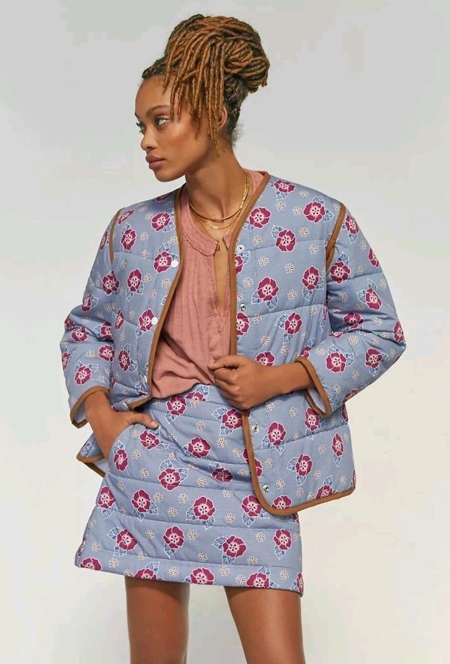Carleen by Anthropologie Quilted Floral Jacket Small